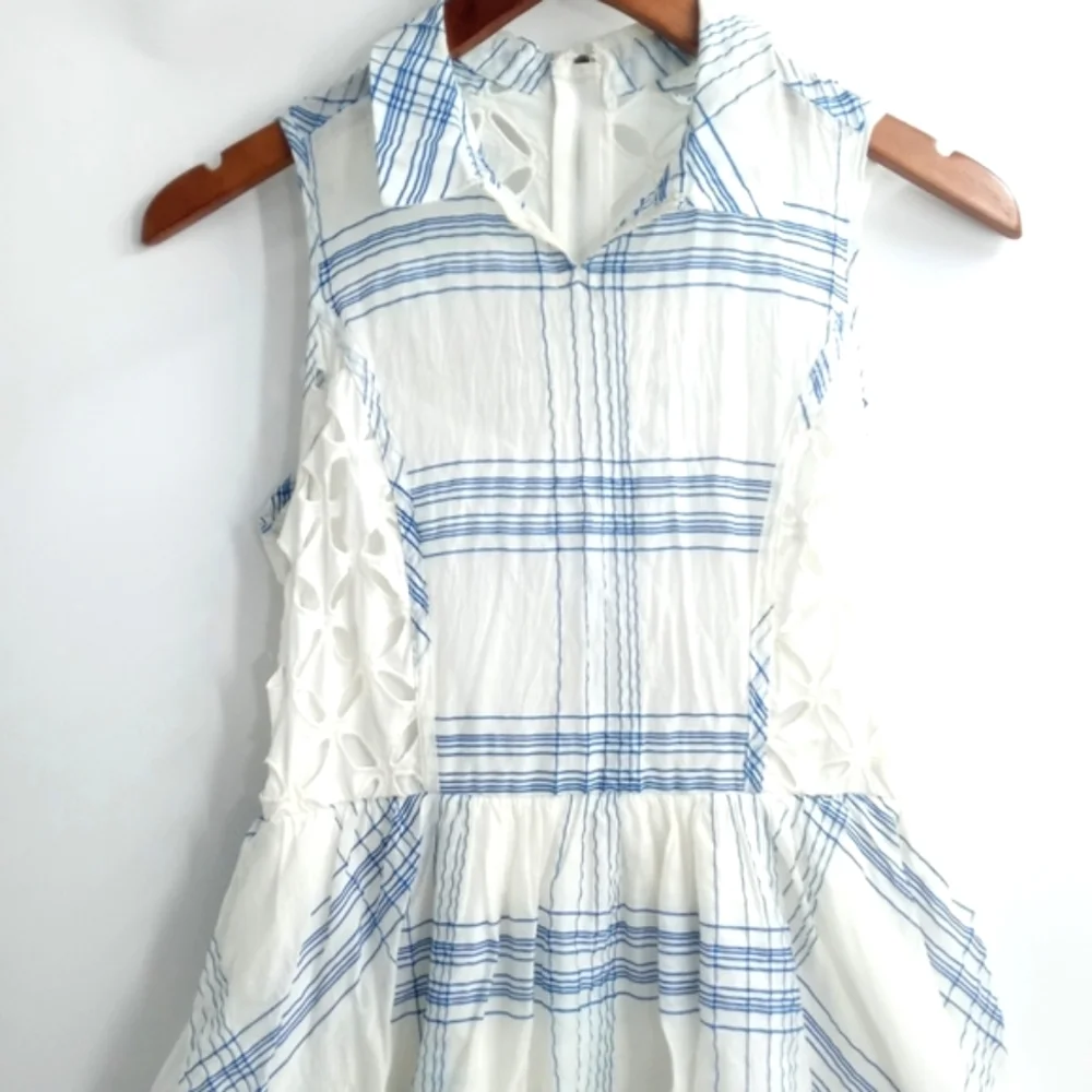 Anthropologie Moulinett Soeurs Dress Seapane Eyelet White Blue - Picture 7 of 15